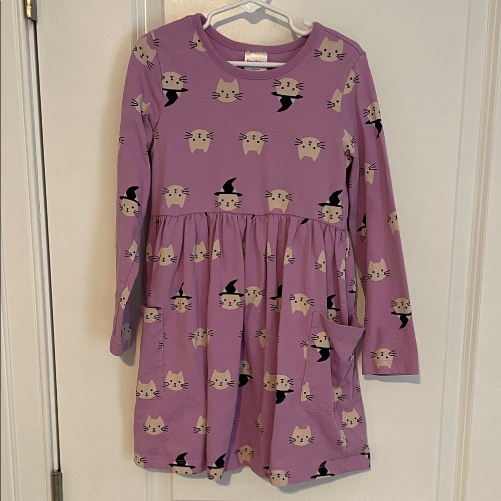 Hanna Andersson Purple Cat Print Skater Dress